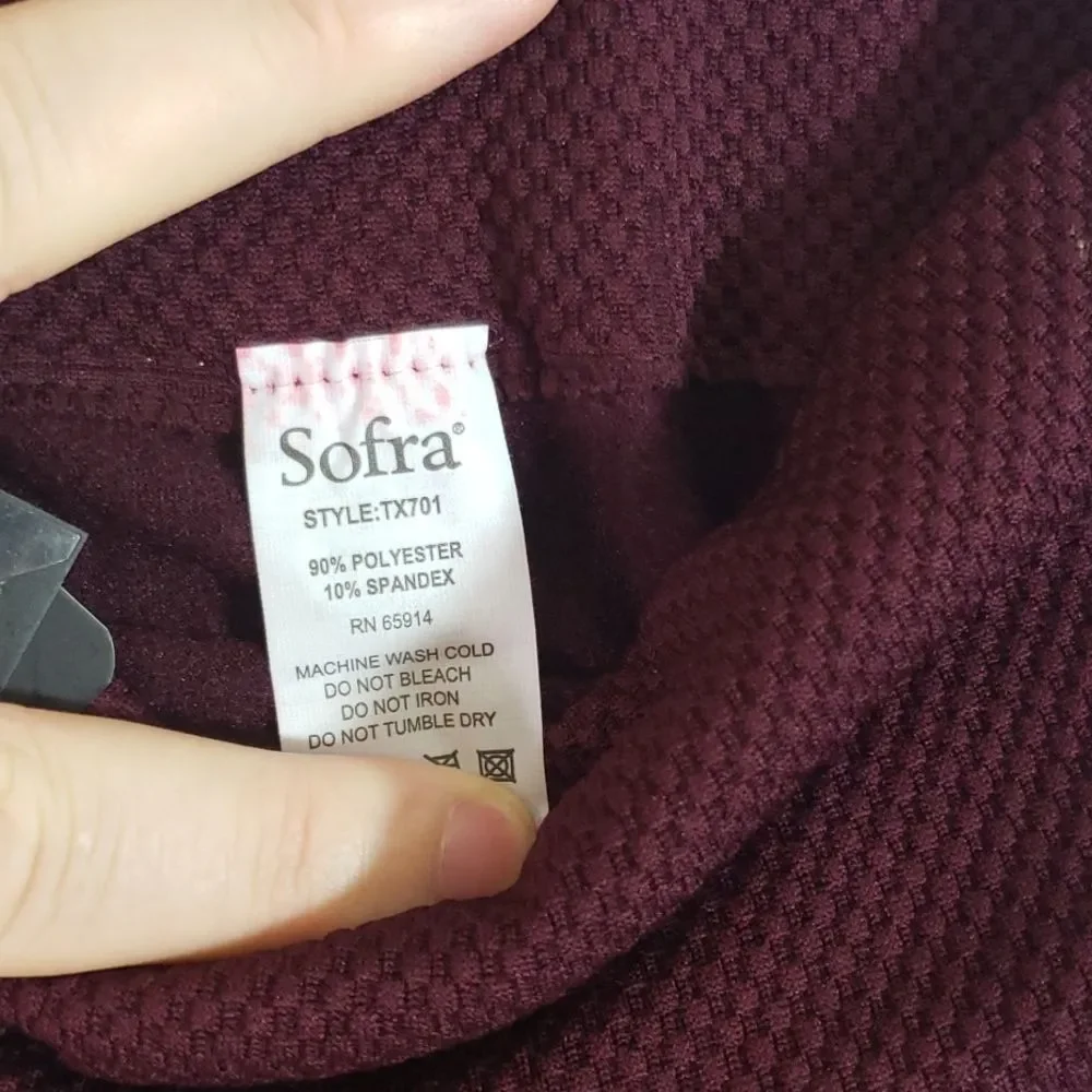 Sofra Long Free Size Burgundy Leggings (AF) - Picture 4 of 8